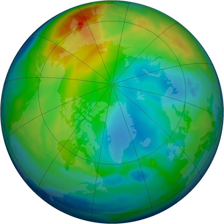 Arctic ozone map for 12 December 2012
